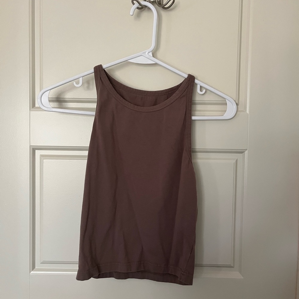 Women's Cropped Brown Sleeveless Top